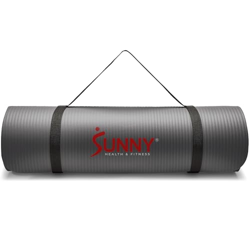 Sunny Health & Fitness 1/2' Thick Non-Slip Exercise Yoga Mat - Gray