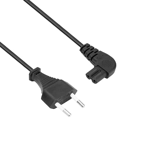 ACT Kabel C7 3 m, przewód zasilający typu C, wtyczka europejska, kątowy do gniazda, kabel do małych urządzeń PS4/PS5, do telewizora, drukarki AK5421, 3 m, czarny