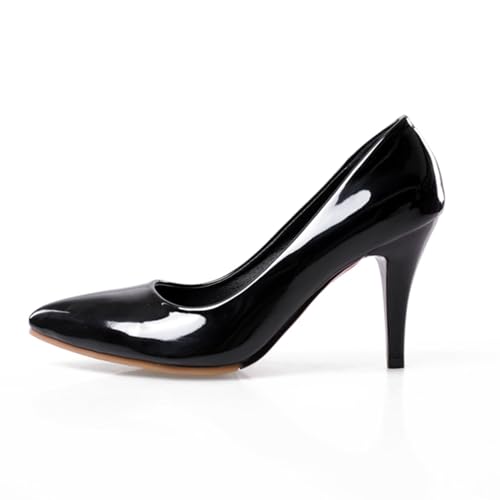 Womens Wide Width Pointed Toe High Heels Pumps Patent Leather Stiletto Heel Slip on Office Party Wedding Dress Shoes3