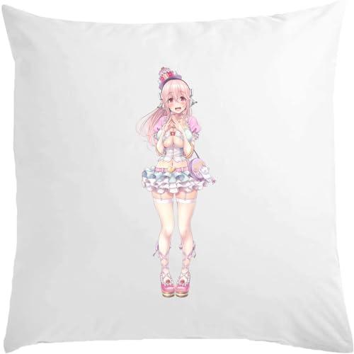 Kissen im Anime-Stil, mit Cupcake-Motiv, 40 x 40 cm, Weiß