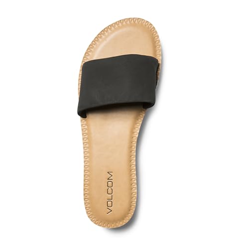 Image of Volcom Women's Simple Slide Sandals - Cushioned Synthetic Leather Strap Slides With Padded Footbed