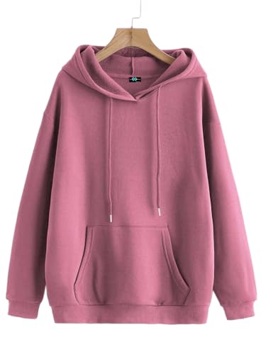 Image of SXV STYLE Hooded Pullover Solid Plain Unisex Cotton Oversized Baggy Sweatshirt Hoodie