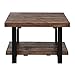 Pomona 27-Inch Rustic Square Coffee Table – Solid Pine Wood with Natural Weathered Finish and Industrial Metal Legs – Small Space Living Room Accent by Alaterre Furniture