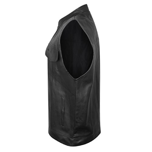 Xelement Usa Leather 1205 Men's Black 'Combat' Leather Motorcycle Vest - 4X-Large #TOP6