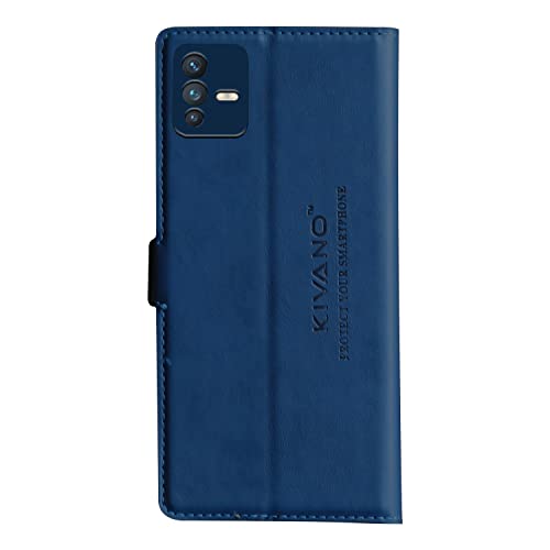 Image of KIVANO PROFESSIONAL SERIES Wallet Case for Vivo V23 Pro 5G| LUXURIOUS DESIGN | HANDCRAFTED UNIQUE | PREMIUM | PU Leather Flip Cover | Card Slots | Kickstand | Protective Case | Magnetic Closure - Dark Blue