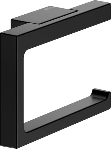 KEUCO Edition 11 Toilettenpapierhalter, offene Form, Metall schwarz matt, Made in Germany, schwenkbar, inkl. Schrauben und Dübel, Klopapierhalter zum Bohren