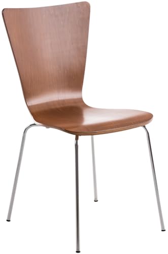 CLP Chaise empilable Aaron I Chaise de conférence Ergonomique avec Assise en Bois I Chaise Visiteur Peu encombrante avec Protections de Sol, Couleur:Marron