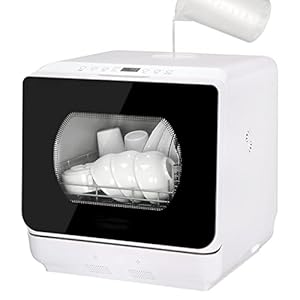 Bonnlo Portable Countertop Dishwasher, Mini Dishwasher with 5 Washing Programs, 5L Built-in Water Tank, 360° Spray Arms…