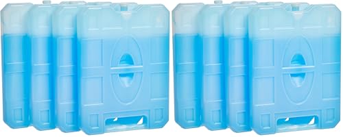 Image of Amazon Basics Reusable Hard Sided Rectangular Ice Pack, Pack of 8, Large, Blue, 10.4 inch X 7.9 inch X 1.2 inch