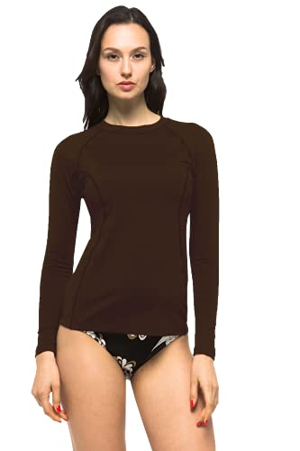 Private Island Women UPF 50+ Rash Guard Top Long Sleeve Swimsuit T- Shirt Workout (RGT)