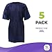 AMZ Medical Supply Navy Blue Disposable Gowns, 2X-Large. Pack of 5 PPE Gown, 45 Inch Long. 50 GSM Polypropylene Disposable Isolation Gowns. Surgical Gown with Long Sleeves, Neck and Waist Ties