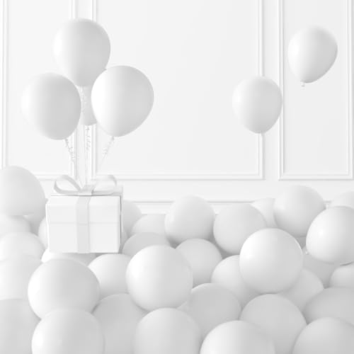 Image of KALOR White Balloons,100 Pcs 5 Inch Mini Matte Latex Balloons for Balloon Garland Arch, Birthday Decoration, Wedding Party, Baby Shower Decorations