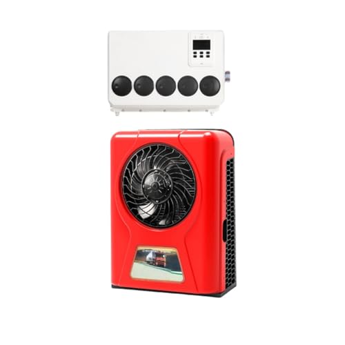 foke 12/24V 電動エアコン 車載クーラー 住宅車、農業用車両、掘削機、キャンピングカー、トラック、バス、トラックRVに適している (12V,レッド)
