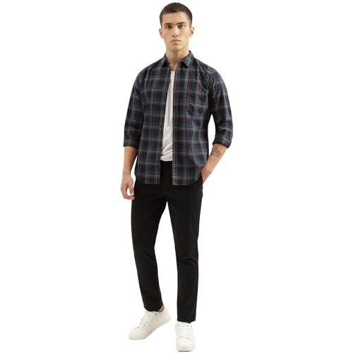 Image of United Colors of Benetton Slim Fit Spread Collar Checkered Shirts