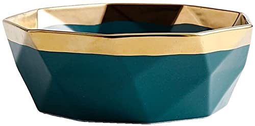 ERoomQ Pasta Bowls Ceramic Salad Snack Plate Creative Breakfast Fruit Dessert Soup Cooking & Dining,Green-35.2 * 17 * 2.6cm (Green 18 * 6.5cm)