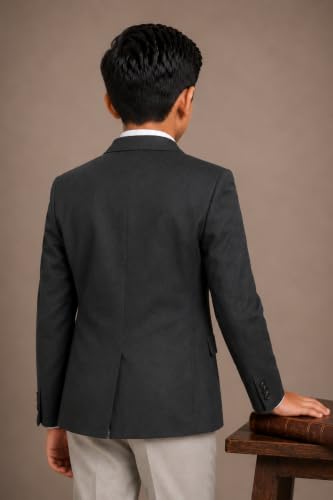 Image of SaintX Kids Boys Tailored Premium Coat Blazer | 4-Way Stretchable Wrinkle Free Fabric | Fully Lined | Slim Fit | Versatile Formal & Casual Jacket for Boys (1-14 Years KB01)