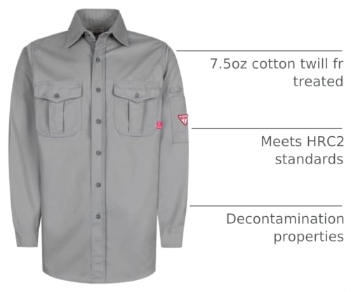 Image of TICOMELA Men's FR Welding Shirt Button-Down 7.5oz 100% Cotton NFPA2112 CAT2