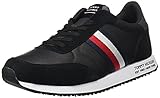 No es resistente al agua Tommy Hilfiger Runner Lo Leather Mix, Zapatillas Hombre, Black, 44 EU