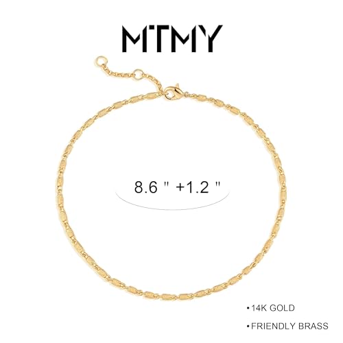 Image of MTMY Gold Anklets for Women 14K Gold Plated Tiny Bead Anklet Colorful Tassel Foot Chain Dainty Adjustable Cute Summer Beach Boho Anklets Jewelry Gift