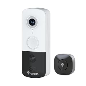 TOUCAN Doorbell Camera, Video Doorbell with Chime, 2-Way Talk, 2.4Ghz WiFi, Night Vision, PIR Motion Detection, Compatible with Alexa and Google Assistant,Indoor Outdoor Surveillance