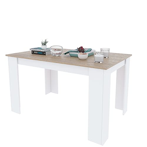Arreditaly Tavolo Da Pranzo Allungabile Fino a 190 cm In Legno Toledo Tavolino Consolle Estensibile Salotto Salone Sala Pranzo Design Moderno Elegante 190 x 78 x 90 cm Colore Bianco E Rovere