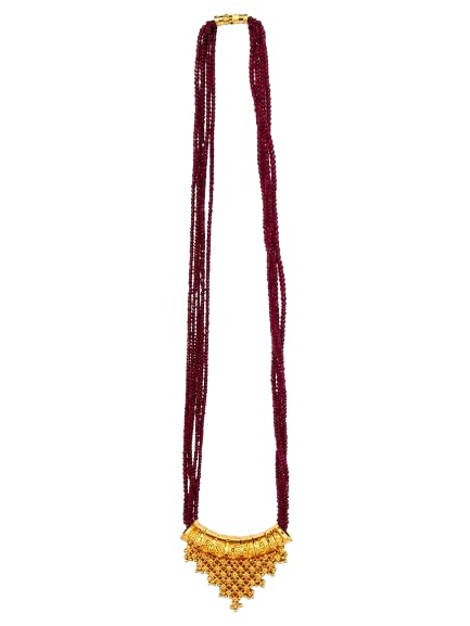 Attractive Design Mangalsutra Maroon with Gold Pendant Traditional Necklace for Women & Girls Ethnic Jewelry Maroon Beaded/Moti Pahadi/Nepali 1Pc Mangalsutra-image-29