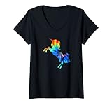 Photo Gallery donna tie dye unicorn retro pattern anni 70 design colorato divertente regalo maglietta con collo a v Photo Gallery donna tie dye unicorn retro pattern anni 70 design colorato divertente regalo maglietta con collo a v