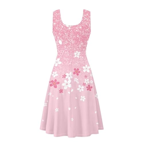 Image of Women's Casual Loose Sundress Midi Sleeveless Crewneck Dress Summer Beach Tank Dress with Pockets