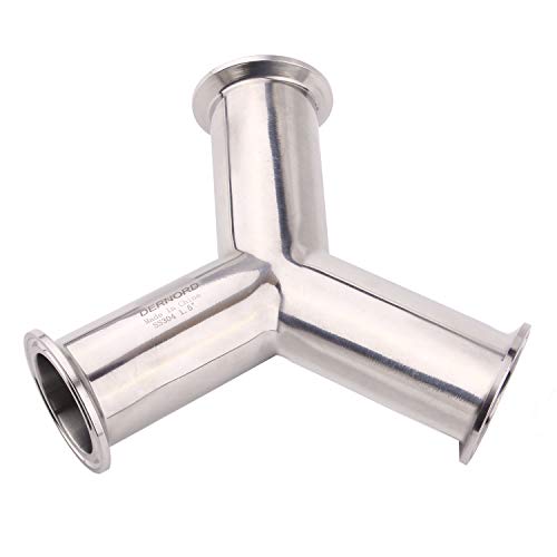 Image of DERNORD Tri Clamp Wye Clamp End True Y Type Cross Tee Tube Stainless Steel 304 Three Way Elbow 1.5 Inch Pipe OD