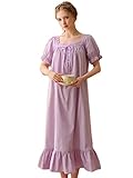 HEARTTOUCH Victorian Nightgowns for Women 100% Cotton Nightgown Short/Long Sleeve Nightdress Vintage