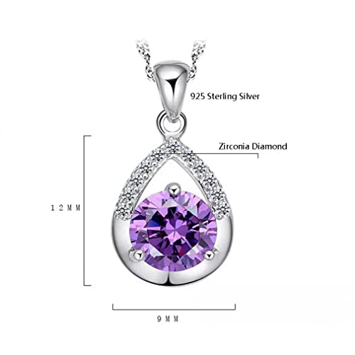 Collier géométrique argent 925 et zircon violet pour style quotidien