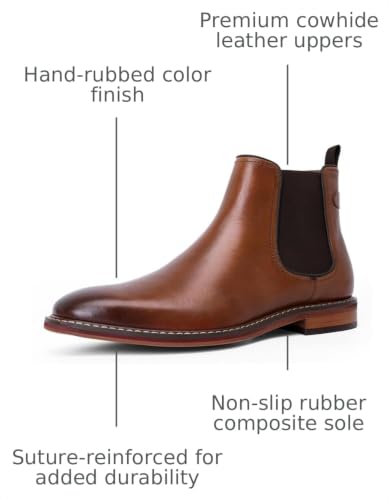 Image of DESAI Men's Chelsea Boots, Handmade Genuine Leather Dress Shoes, Slip On Formal Footwear Booties