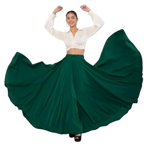 Image of JYESHTA Women's American Crepe Flared A Line Stitched Long Skirt with 12 Mtr Flare 40 in Height | Skirts for Women Long Length | Long Skirts for Girls