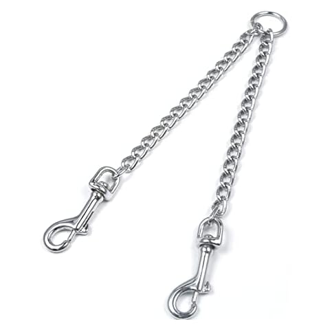 DWE Metal Double Dog Leash 2 Way No Tangle Coupler Double Pet Dog Lead Leashes Twin Large Medium Small Dogs (L-4.0mm*70cm) Cover