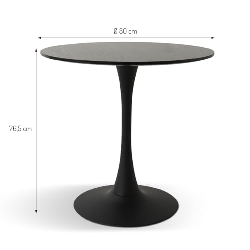 Table de Salle à Manger Ø 80 cm Prague Milton & Oldbrook Noire
