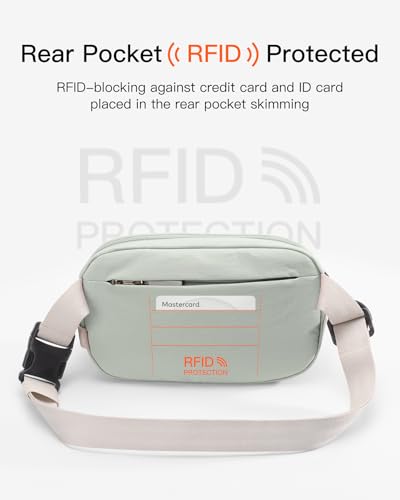 Image of Inateck Sling Bag X-Mini, Durable Fanny Pack with RFID Blocking, Water-resistant Belt Waist Bag with Quick-adjust Strap, Stylish Waist Pack for Men, Women, Travel, Hiking, Cycling, Work, Sports, Green