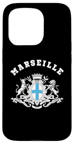 Carcasa para iPhone 15 Pro Camiseta de Marsella Escudo de armas Tee Recuerdo de bandera