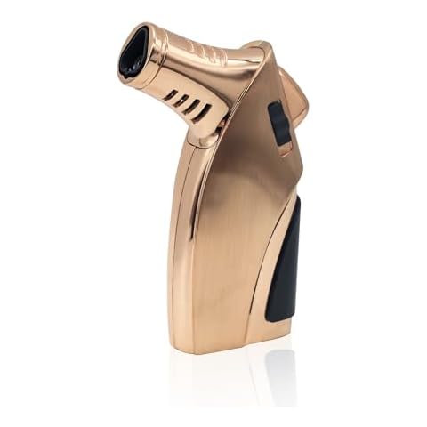 JOBON Torch Lighter, Triple Jet Flame Butane Lighter with Punch and Safety Lock (Butane Gas Not Included) (Rose Gold) Cover