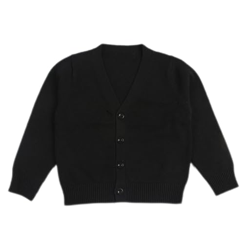 Image of HAOLUKI Baby Boys Girls Button Closure Cardigan Toddler Cotton Knit Sweater Solid Color V-Neck Cardigan School Uniforms