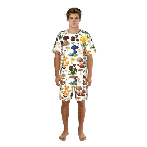 Pyjama homme pour week-ends paresseux et détente nocturne au motif champignon