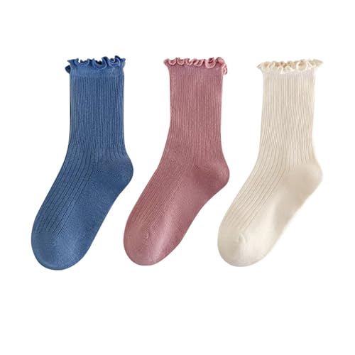 3-Pack Socks for Girls Fashion Cute School Uniform Breathable and Soft for Babay Girl Warm Comfortable Soft Crew Sock