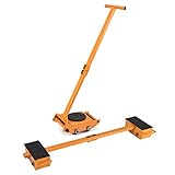 OrangeA Industrial Machinery Mover 6T+2X2.5T Capacity Machinery Moving Skates w/Steel Rollers Cap 360 Degree Rotation Machinery Mover Dolly with 39 Inch Push Rod (11T)