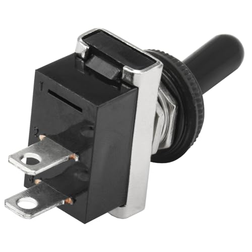 Heschen Metal Toggle Switch Flick Flip, KN3D-101, 12V 25A, SPST, On/Off 2 Positon, 2 Pin, for Car Dash Light with Waterproof Cap (1)
