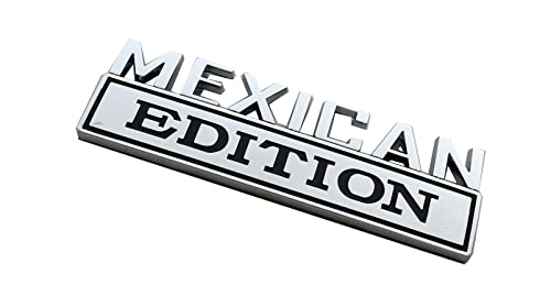 Image of 1pc 7 inch Large Mexican Edition Emblem Badges Decal Car Flag Decal Military Replacement for F150 F250 F350 Chevy Silverado 1500 2500 Chevrolet C10 C15 (Chrome Black)