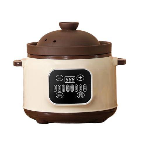 TVTKE 紫粘土電気シチ調理鍋用電気 110V 大容量1.8L/3.8L 電気煮込み鍋、 簡単調理 保温モード 6つの煮込み機能 付き なべ 料理 家庭用、一人暮らし、お粥、スープ煮、ギフトなどに最適です 。 (ブラックパープルサンドダブルハンドル,3.