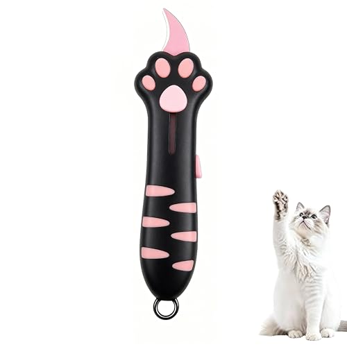 Cat Paw Box Cutter Cute Retractable Cat Box Cutter with Safety Lock Mini Utility Knife with Ergonomic Paw Handle Stainless Steel Blade for Opening Packages Cardboard Cartons & Tape Cat Lover Gift