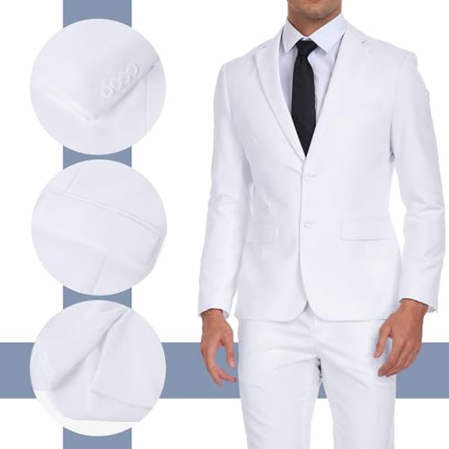 Mens Suit 2 Pieces Suits for Men Slim Fit Blazer Wedding Prom Tuxedo Suit Jacket Pants Set4