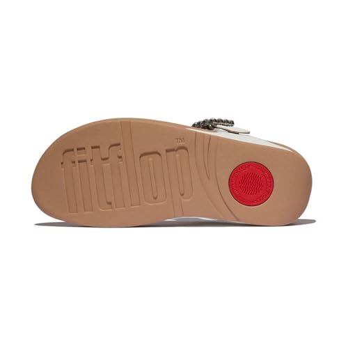 Image of FitFlop Womens LULU Crystal Buckle Toe-Post Sandals with Microwobbleboard Technology, Microfiber Toe Post, Slip Resistant Rubber Outsole, Cushioned Arch Support for All Day Comfort