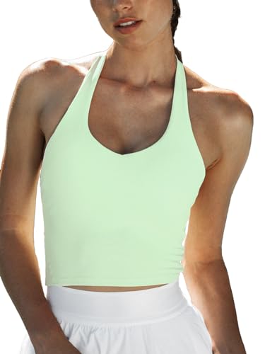 Top deportivo halter transpirable evita sudor espalda abierta relleno extraíble fitness