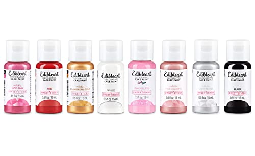 Sweet Sticks Edible Art Decorative Cake Paint 0.5 Ounce (15 Milliliters), Valentines Set of 8 Colors